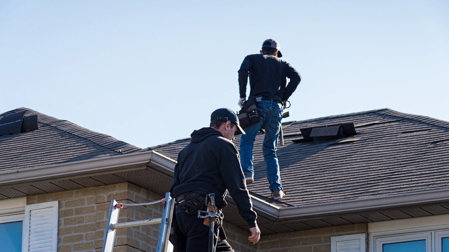 roofers during a shingle roof installation blue springs mo